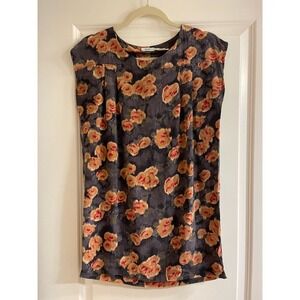 Kimchi Blue Urban Outfitters 100%‎ Silk Floral Shirtdress Cap Sleeve Size XS